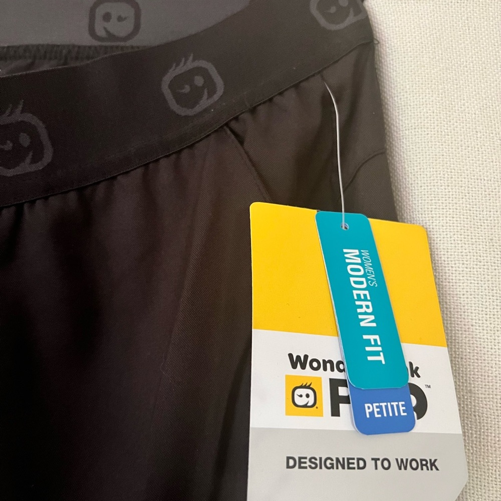 WonderWink L Petite Black Jogger Scrub Pants